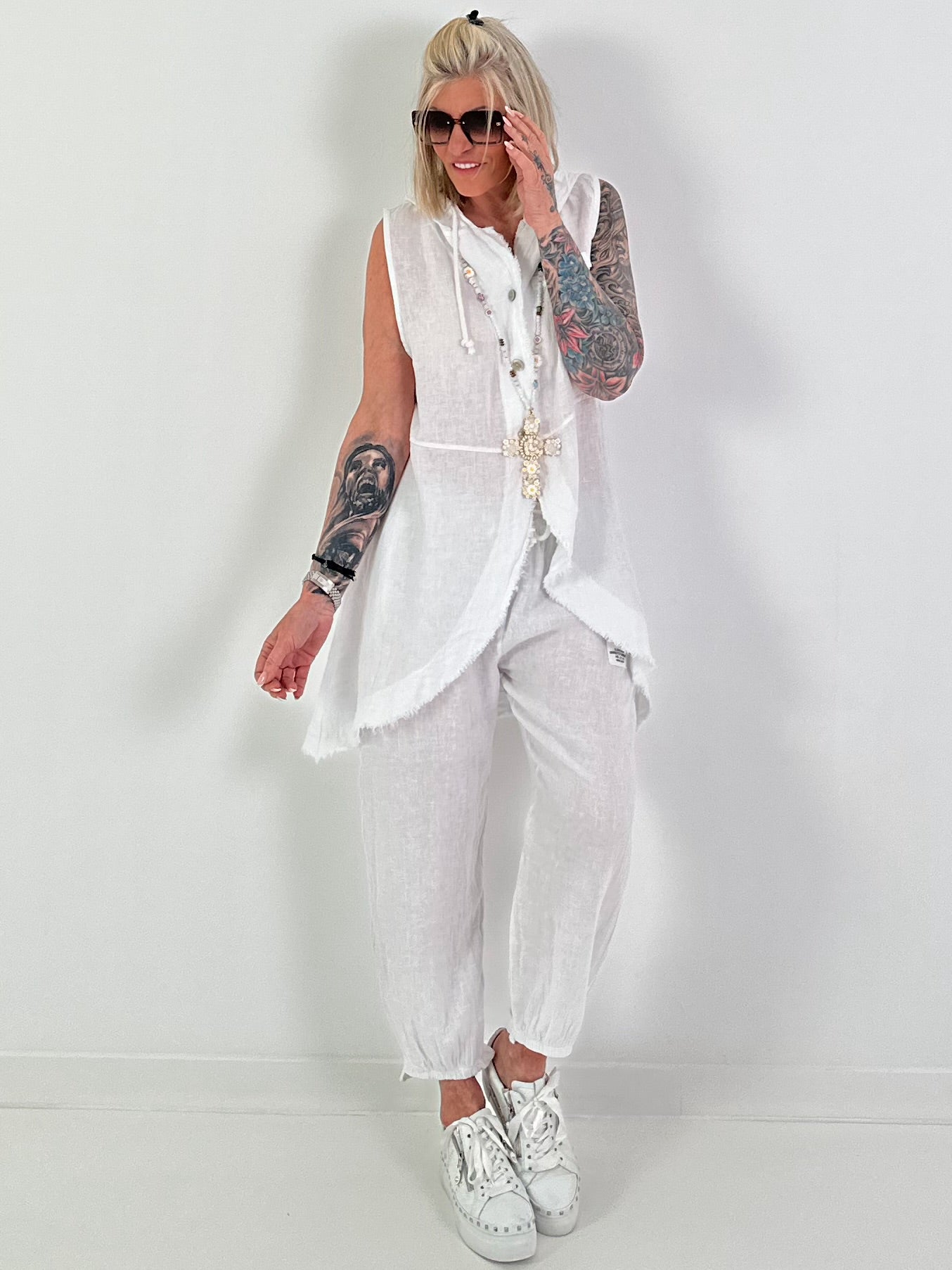 Linen two-piece set - white