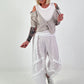 Rib Top with Blouse Layering - white-beige