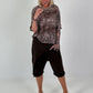Pailletten Shirt mit Allover Leo Muster - dunkelbraun-mehrfarbig