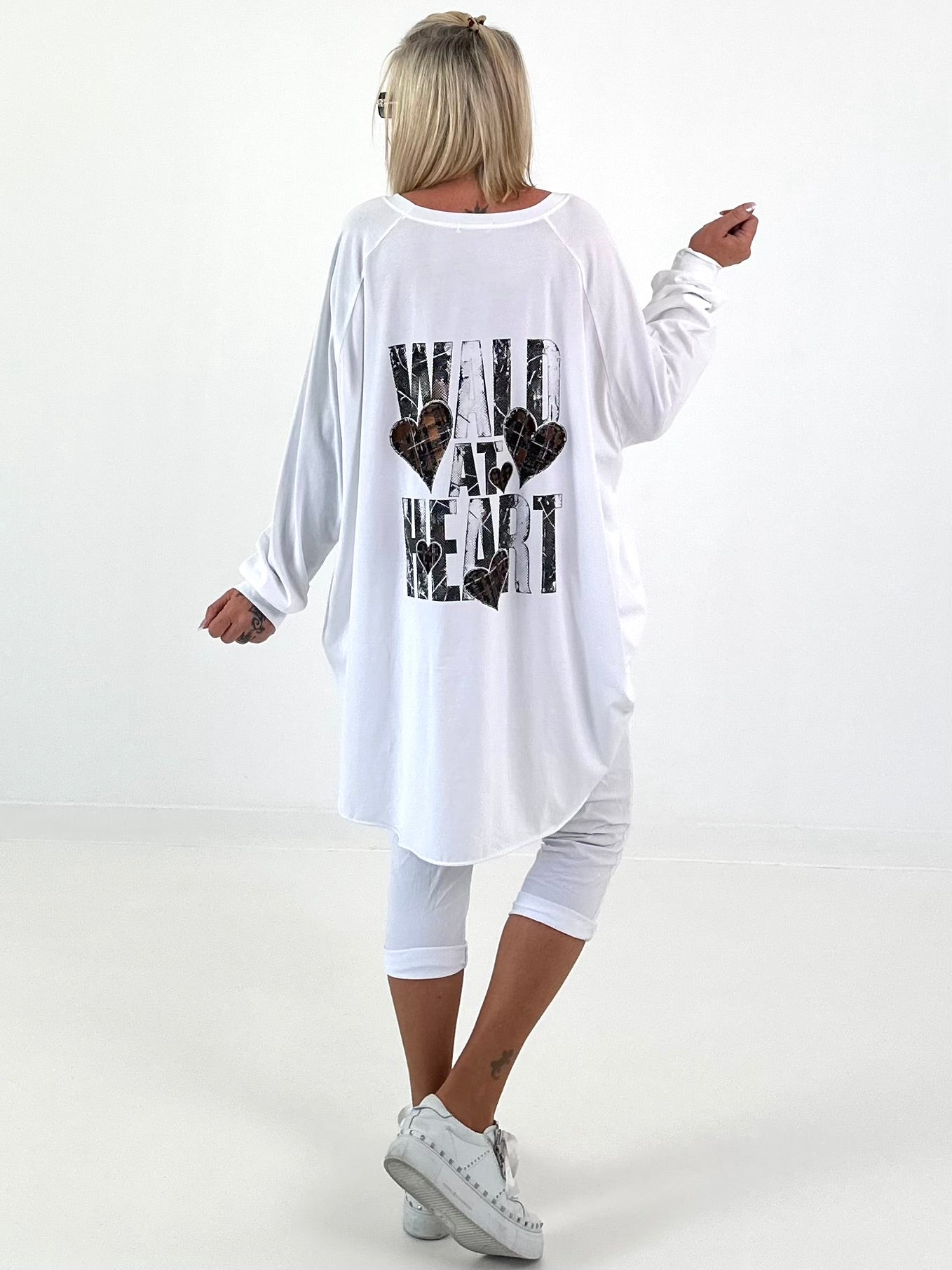 Oversized Shirt mit Rückenprint - weiss