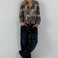 Patterned shirt jacket - khaki