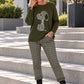 Pullover mit Strass-Cartoon-Motiv - oliv