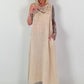 Sleeveless linen dress with crochet insert - beige