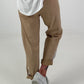 Trousers with zipper details - camel