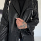 Stylischer Blazer in Lederoptik mit abnehmbaren Kettenelementen - schwarz