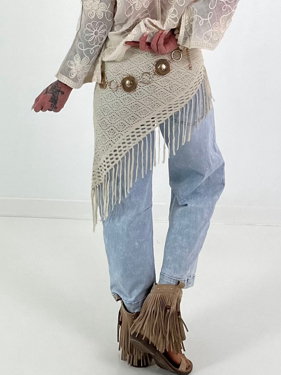 Jeans with soft crochet bolero - denim