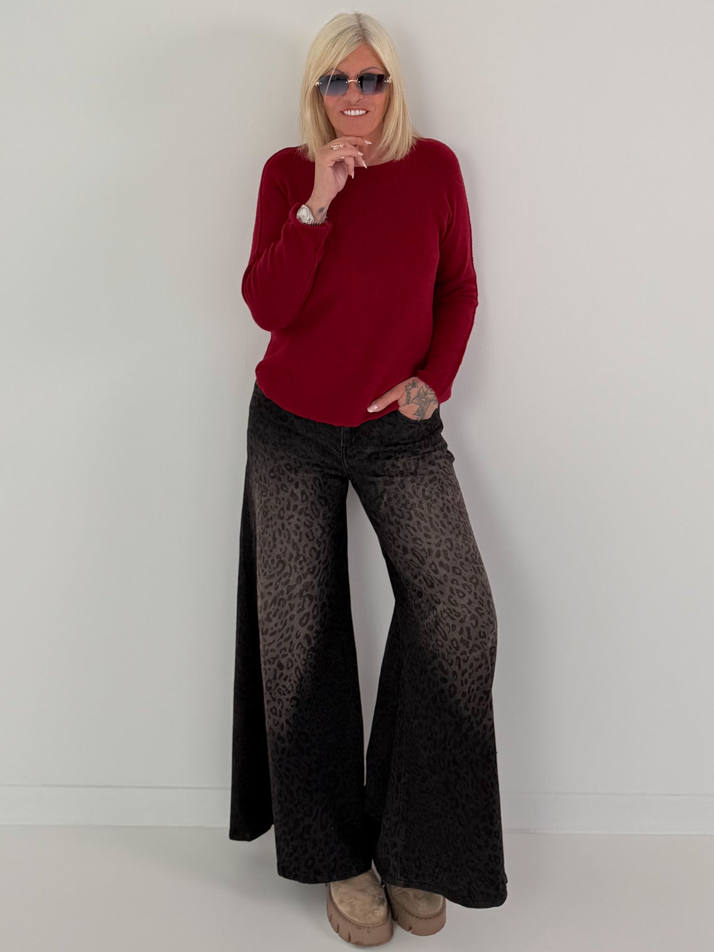 Weicher Basic Pullover - bordeaux