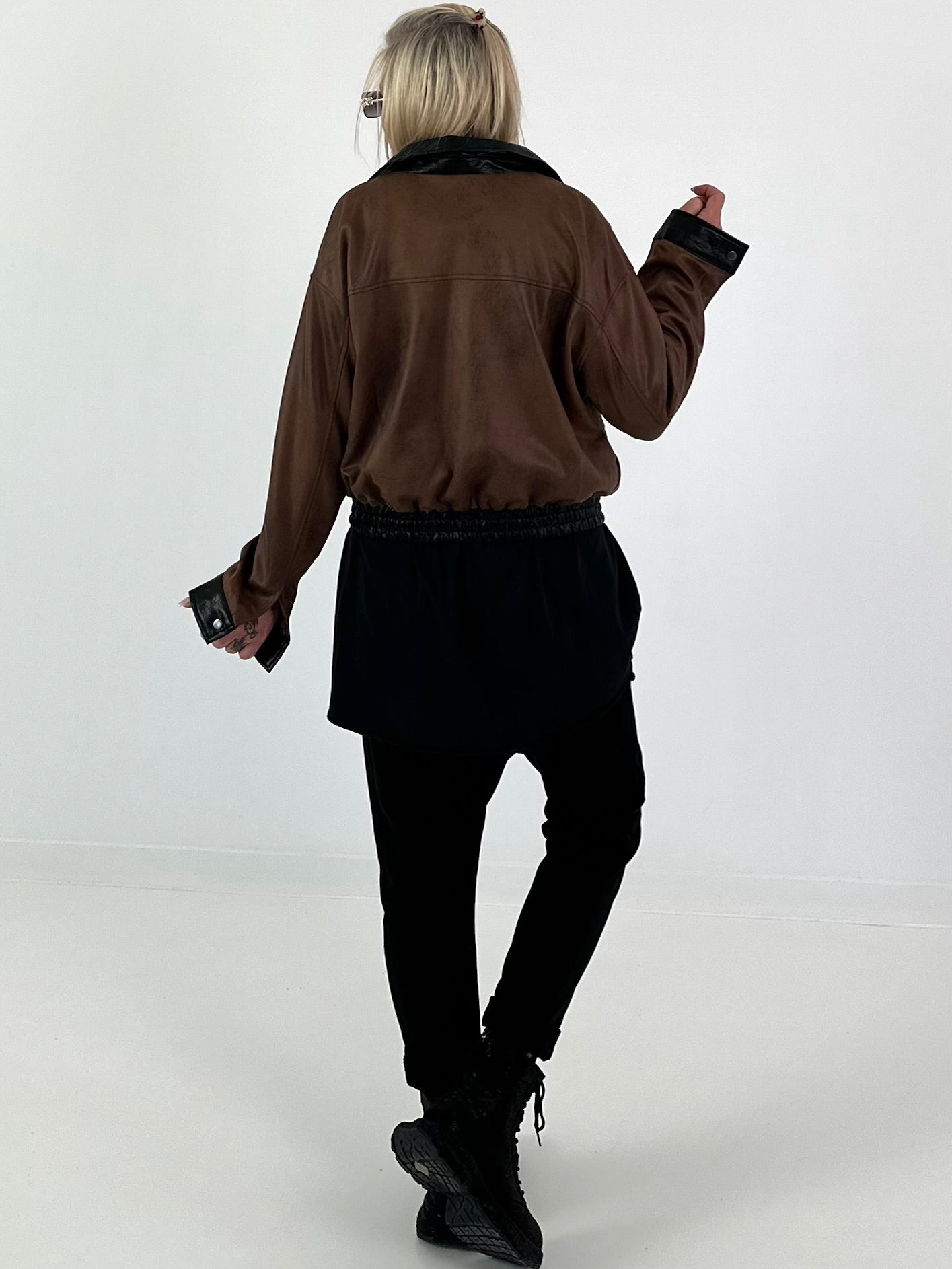 Vintage blouson in leather look - mocha