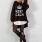 Oversized shirt model "KEEP CALM" - coffee