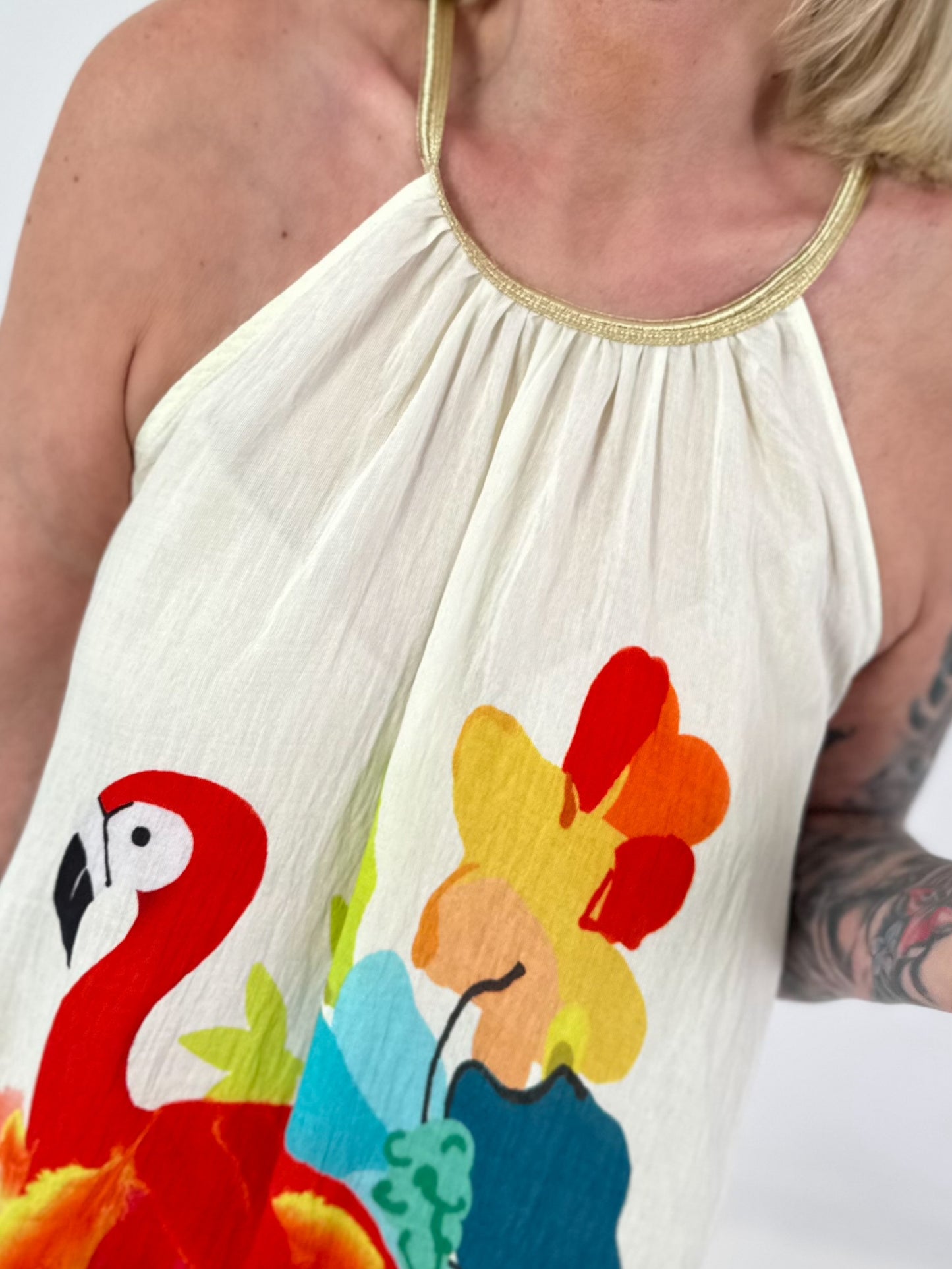 Kleid mit Print und Farbverlauf - blau-mehrfarbig