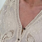Boho blouse with elaborate crochet inserts - beige
