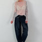 Mesh Shirt mit Punkten - creme
