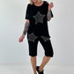 Sweat Shorts Leo with Studs - Black and White