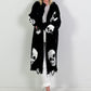 Oversized Strickmantel mit Kapuze Modell "Skull" - schwarz-weiss ( lieferbar ab ca. 13.12.25)