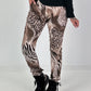 Hose in Wildleder-Optik mit Animal Print - mehrfarbig