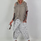 Leinen Shirt mit Ösen und Schulter Cut-Outs - taupe