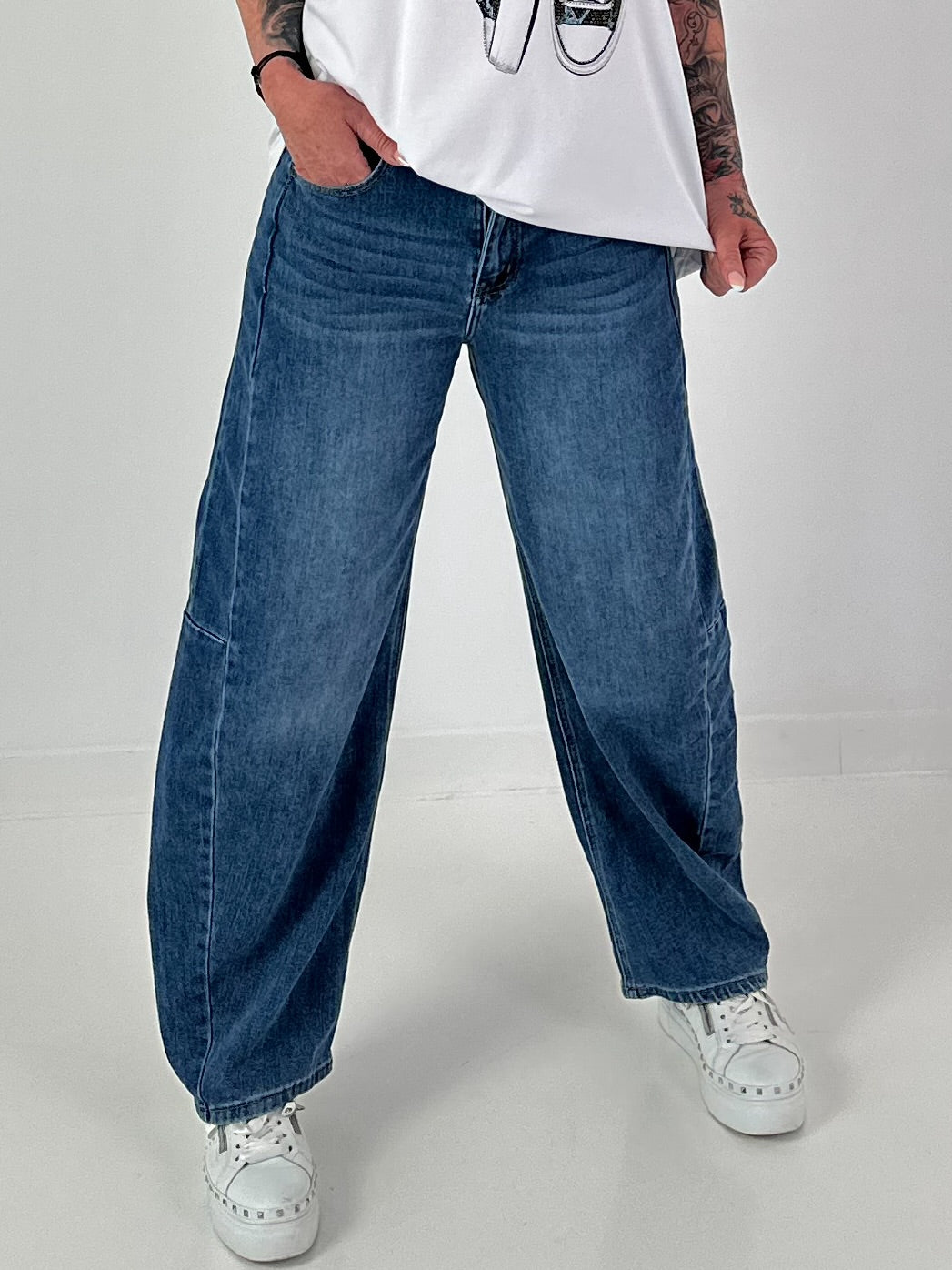 Wide Leg Jeans - dark blue