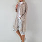 Jeansmantel mit Leo und floralem Netzeinsatz - beige