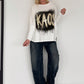 Sweater mit Stulpenärmeln und Strassmotiv KAOS - ecru