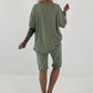 T-Shirt mit Häkelstern-Nieten-Cut-Outs - khaki