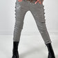 Leather imitation trousers model "Commander Chic" - dark silver