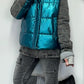 denim jacket with quilted vest - silver-grey