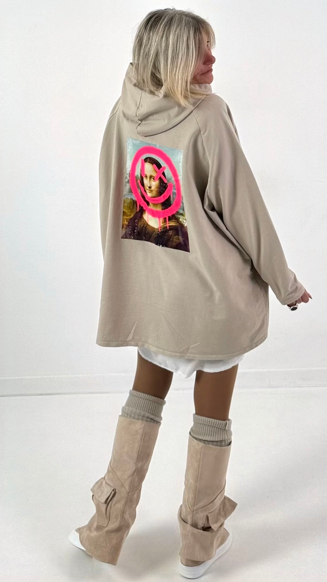 Hoodie model "Neon Icon Clash" - beige