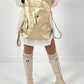 Leather-look backpack, model "City Fold" - gold