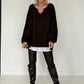 Oversized Sweater mit V-Neck und Inside-Out-Nähten - mokka ( lieferbar ab ca. 16.10.26)