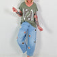 T-shirt with leopard shoe print - khaki