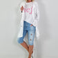 Linen Short Coat with Eyelets - white