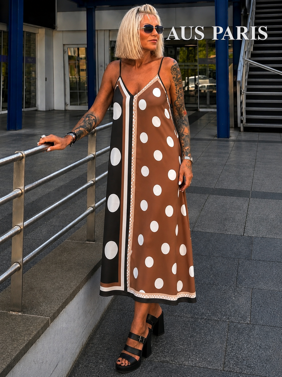 Luftiges Sommerkleid mit Print - schwarz mehrfarbig