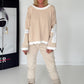 Oversized Sweater mit Strasskreuz - beige-ecru