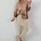 Blouse with long cuffs - cream-beige-multicolored