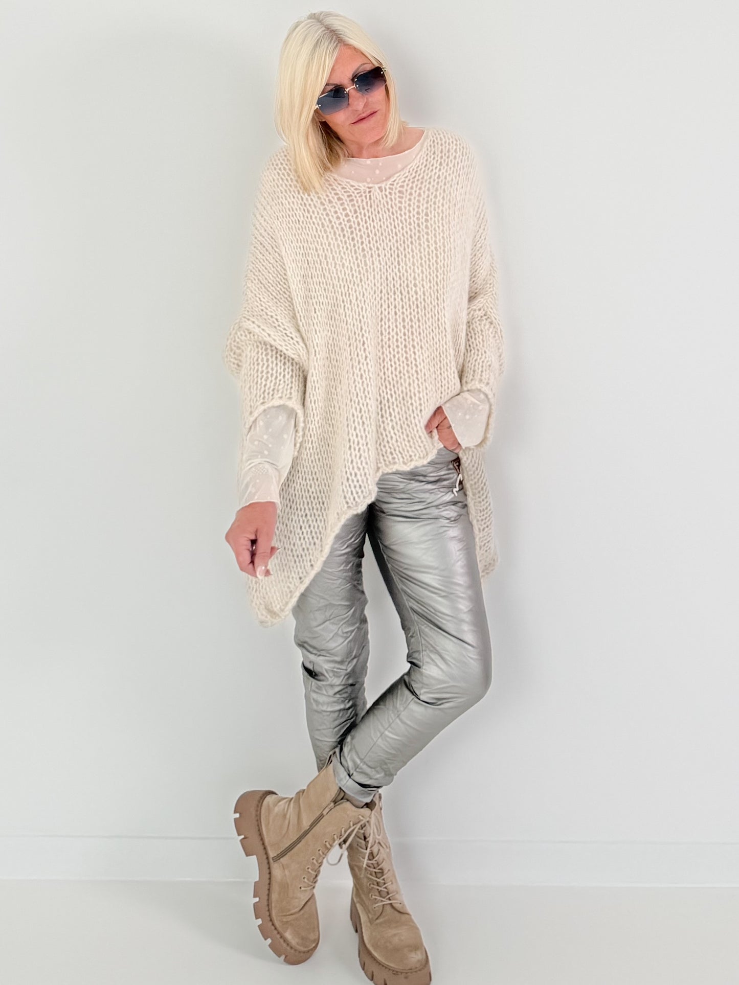 Soft Oversized Chunky Knit Sweater - beige