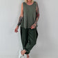 Grobes Leinen/Baumwoll Top - oliv
