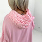 Oversized Hoodie mit Spitzenkapuze - rosa