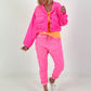 Kurzes Jäckchen mit Rückenprint - neonpink