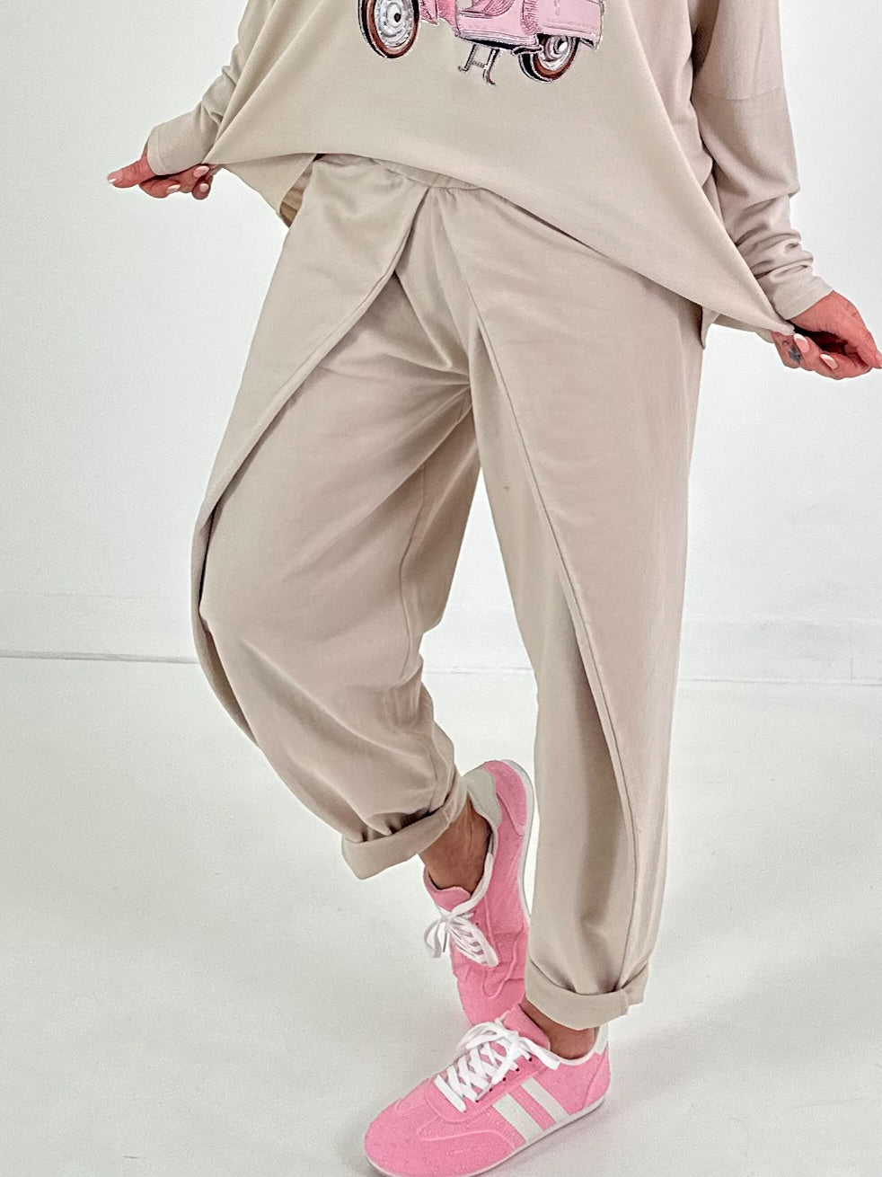 Casual trousers with a wrap-around design - beige