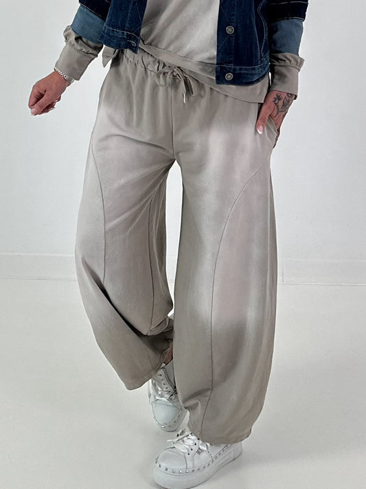 Lässige Sweat Ballonhose im Used-Look - taupe