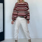 Sweater mit Allover-Streifen-Print - burgundi-mehrfarbig