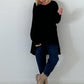 Oversized Shirt mit Statement Spruch auf dem Rücken - schwarz