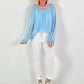 Silk tunic with crocheted neckline - light blue
