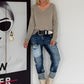 Basic Shirt mit V-Ausschnitt - taupe
