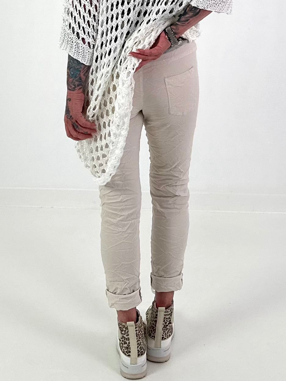 Basic Joggers with Drawstring - beige