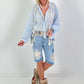 Boho Blouse with Elaborate Details - light blue