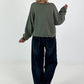Sweater with reverse seams and print - olive