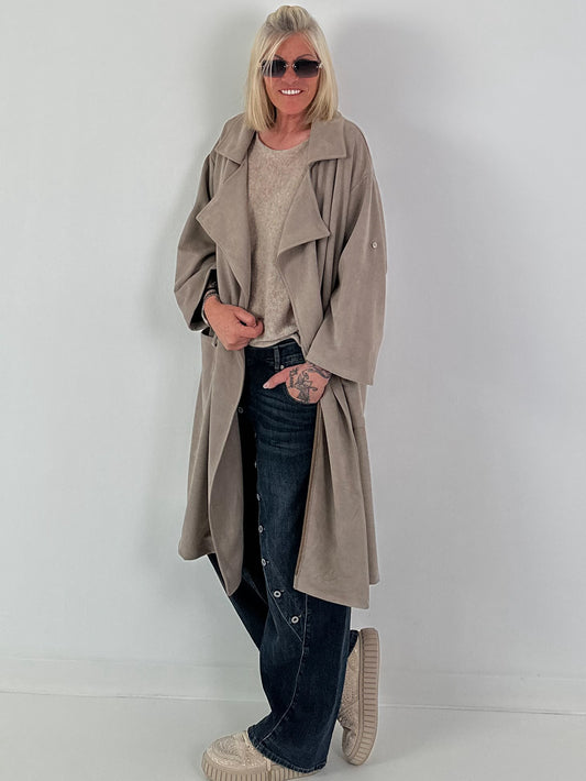Jas met rugprint - taupe