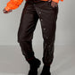 Vegane Lederhose Knopfleiste quer - mokka