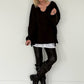 Oversized Sweater mit V-Neck und Inside-Out-Nähten - mokka ( lieferbar ab ca. 16.10.26)